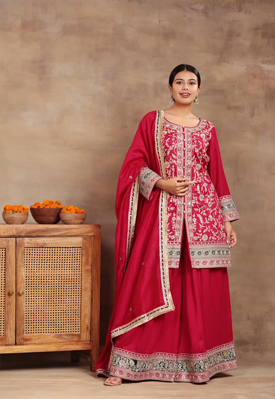 Libas Art Silk Straight Suit with Dupatta