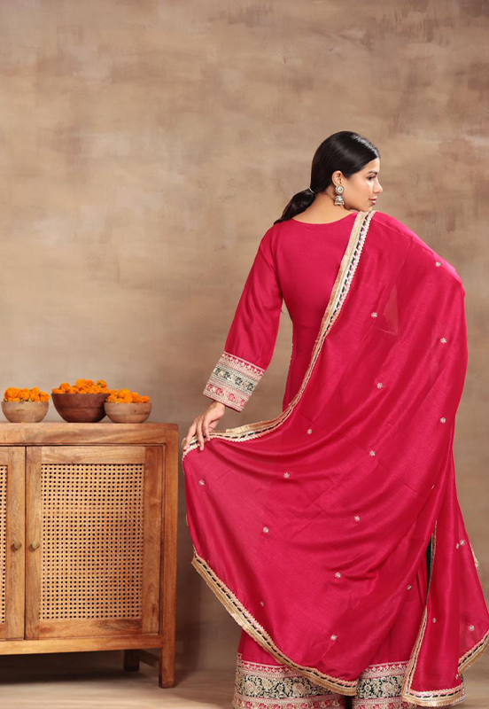 Libas Art Silk Straight Suit with Dupatta - Image 3